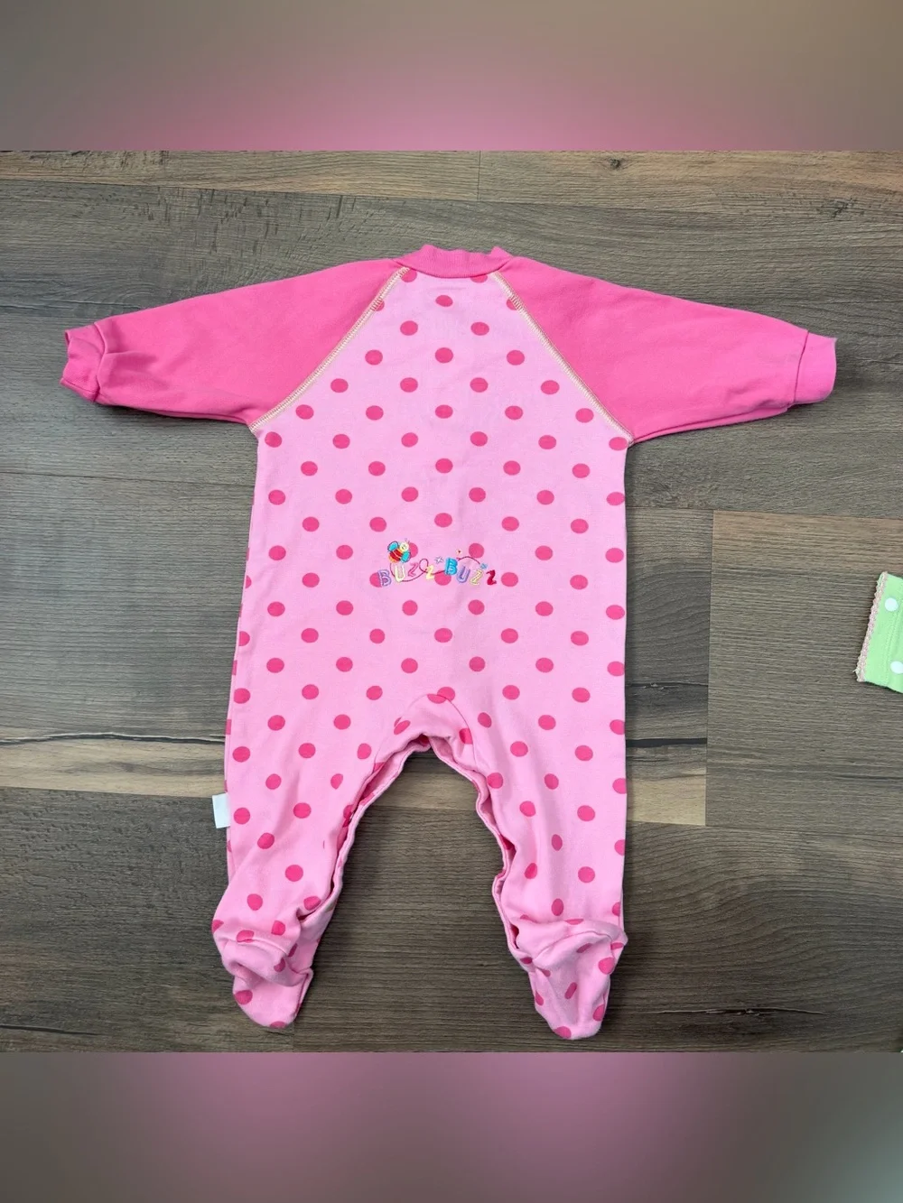 Y2K Lamaze Pink Polka Dot & Carter's Green Polka Dot Footie Bundle Size 3-6m